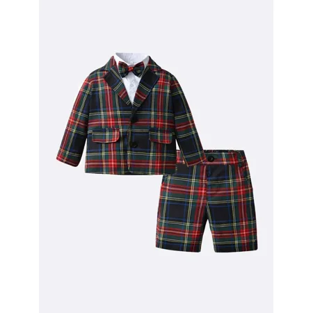 GEDER-FABoys Gentleman Set Plaid Jacket & Pants & Button-up Shirt Set Formal Outfit Christmas
GEDER-FABoys Gentleman Set Plaid Jacket & Pants & Button-up Shirt Set Formal Outfit Christmas