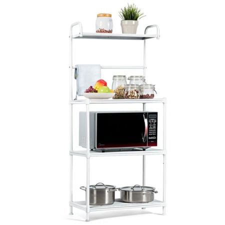 4 Tiers Bread Rack Microwave Rack Shelf Kitchen Storage Organizer Iron White