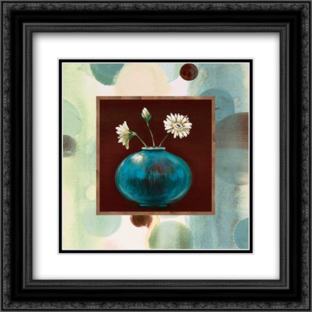 Daisies I 2x Matted 20x20 Black Ornate Framed Art Print by Werbelow, Selina