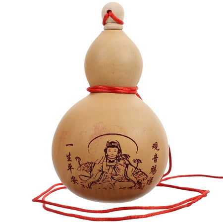 1 Pc Decorative Wine Gourd With Stopper And Gossip Carved Gourd (Khaki)