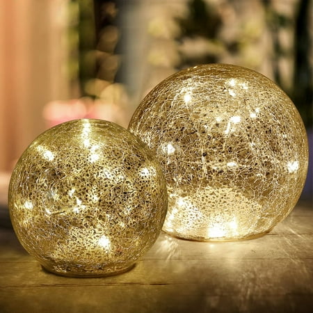 2 (5.7 in & 4.5 in) Mercury Cracked Glass Lights Decorative Sphere Night Light Battery Operated lamp for Christmas Livingroom Wedding Decor Birthday Present Warm White
2 (5.7 in & 4.5 in) Mercury Cracked Glass Lights Decorative Sphere Night Light Battery Operated lamp for Christmas Livingroom Wedding Decor Birthday Present Warm White