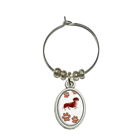 Dachshund of Distinction Oval Wine Glass Charm