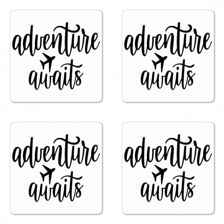 Saying Coaster Set of 4 Travel Themed Typography with Airplane New Destinations Holiday Vacation Monochrome Square Hardboard Gloss Coasters Standard Size White Black by Ambesonne
Saying Coaster Set of 4 Travel Themed Typography with Airplane New Destinations Holiday Vacation Monochrome Square Hardboard Gloss Coasters Standard Size White Black by Ambesonne