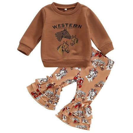 Kids Toddler Baby Girl Western Outfit Set Sweatshirt Tops and Cow Flare Pants Suit 2PCS Fall Winter Clothes 6-12 Months
Kids Toddler Baby Girl Western Outfit Set Sweatshirt Tops and Cow Flare Pants Suit 2PCS Fall Winter Clothes 6-12 Months