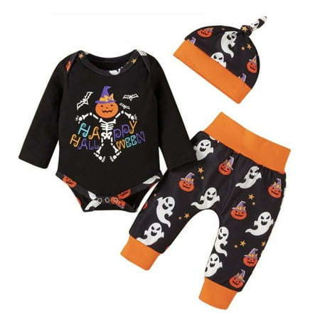 My First Halloween Outfits 3PCS Sets Newborn Unisex Infant Baby Skull Romper Top Ghost Pants with Hat Set
My First Halloween Outfits 3PCS Sets Newborn Unisex Infant Baby Skull Romper Top Ghost Pants with Hat Set