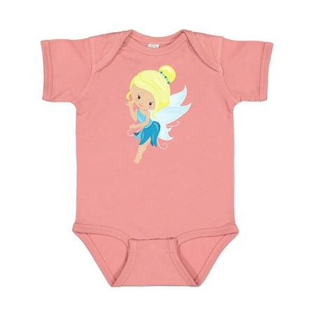 Inktastic Cute Fairy Blonde Hair Fairy In Blue Dress Gift Baby Girl Bodysuit