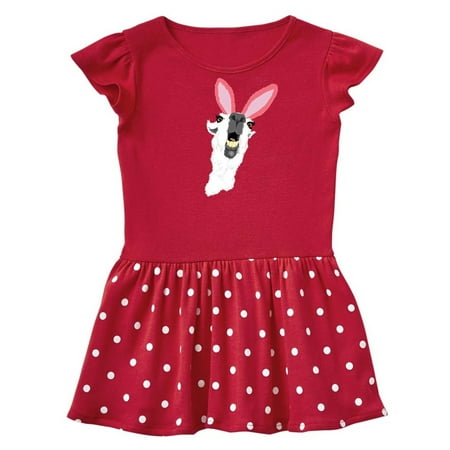 Inktastic Easter Goofy Llama wearing Bunny Ears Gift Baby Girl Dress