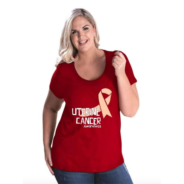 Uterine Cancer Awareness Women Curvy Plus Size Scoopneck Tee