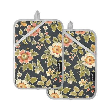 Pot Holders Set of 2 Heat Resistant 338℉ Kitchen Oven Gloves Potholder Cooking Baking Microwave Mitts Retro Flowers with Leaf
Pot Holders Set of 2 Heat Resistant 338℉ Kitchen Oven Gloves Potholder Cooking Baking Microwave Mitts Retro Flowers with Leaf