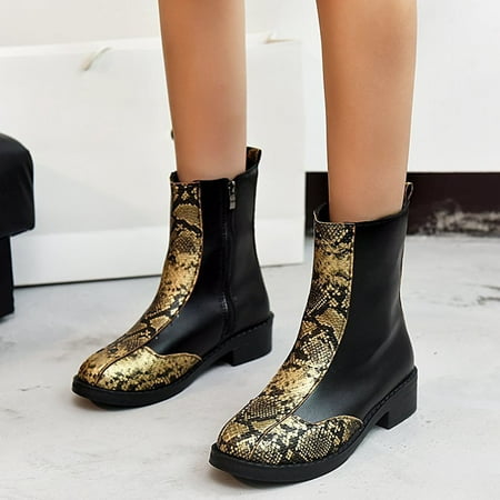 YOTAMI Women s Shoes Short Tube Plus Size Fashionable Snake Print Side Zipper Ankle Boots Activewear Gold
YOTAMI Women s Shoes Short Tube Plus Size Fashionable Snake Print Side Zipper Ankle Boots Activewear Gold