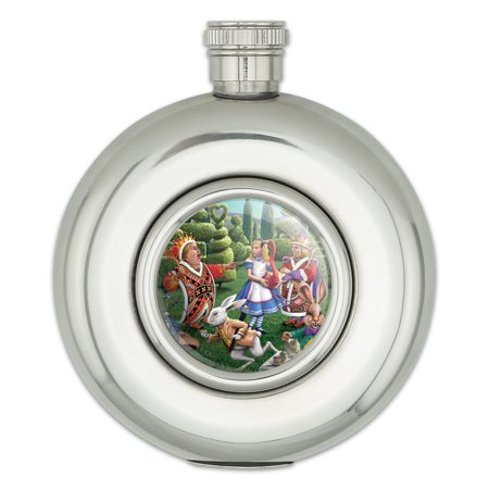 Alice in Wonderland Garden Party Round Stainless Steel 5oz Hip Drink Flask