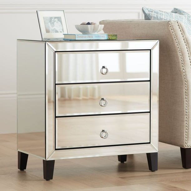 Crestview Collection Bentley Beveled Mirrored 3-Drawer Chest