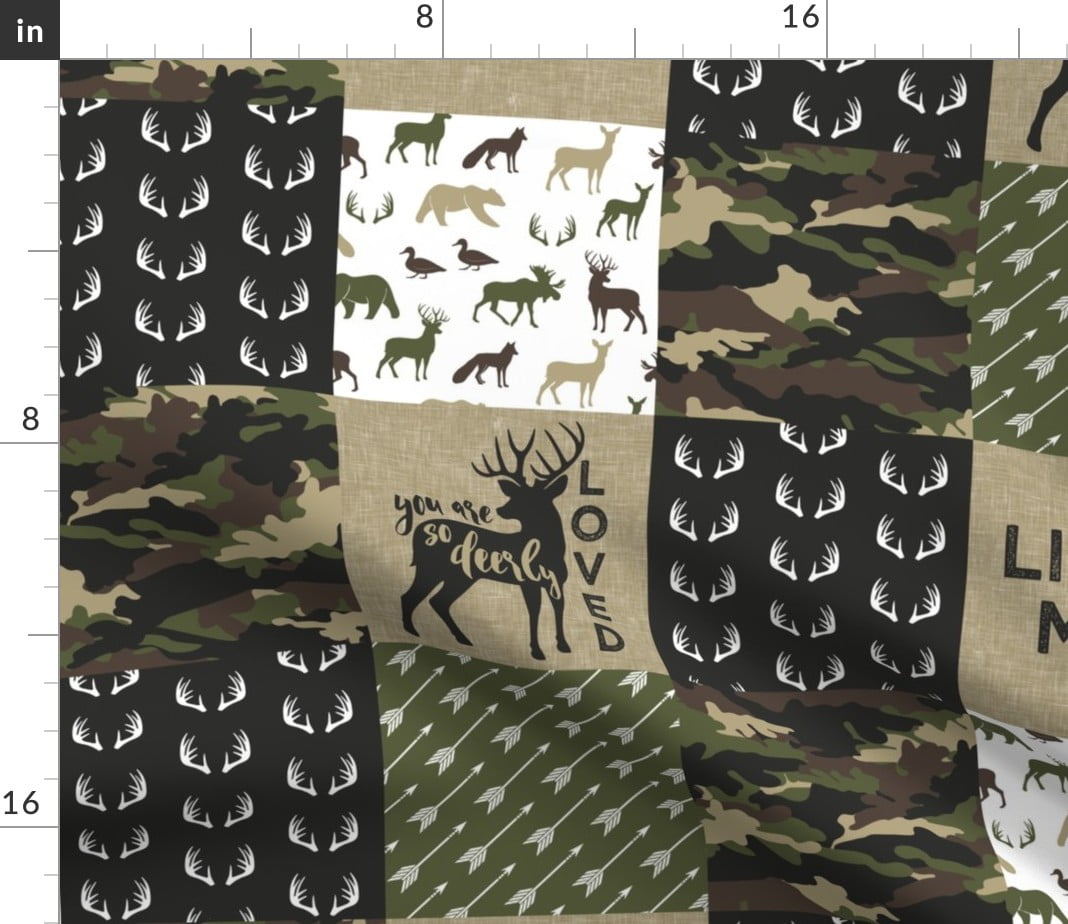 Camouflage Camo Hunting Deer Woodland Baby Boy Fabric Printed By