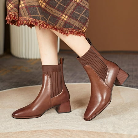 Fashion Autumn And Winter Women Ankle Boots Heel Middle Heel Solid Color Elastic Mouth Slip On Comfortable
Fashion Autumn And Winter Women Ankle Boots Heel Middle Heel Solid Color Elastic Mouth Slip On Comfortable
