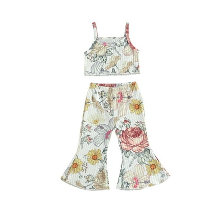 Sunisery 2Pcs Toddler Baby Girl Bell Bottom Outfits Sleeveless Floral Crop Tank Tops + Wide Leg Pants Set Summer Clothes Set
Sunisery 2Pcs Toddler Baby Girl Bell Bottom Outfits Sleeveless Floral Crop Tank Tops + Wide Leg Pants Set Summer Clothes Set