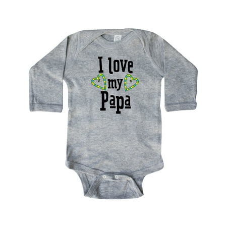 Inktastic I Love my Papa- hearts Gift Baby Boy or Baby Girl Long Sleeve Bodysuit