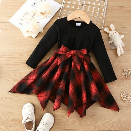 Toddler Girls Long Sleeve A-line Splicing Dress Plaid Swing Irregular Hem Christmas Skirt Knee Length Casual Fall Outfit Clothes fot Little Girls 2-6T
Toddler Girls Long Sleeve A-line Splicing Dress Plaid Swing Irregular Hem Christmas Skirt Knee Length Casual Fall Outfit Clothes fot Little Girls 2-6T