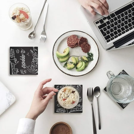 KXMDXA Appetite Black and White Restaurant Chalkboard Poster Design Set of 6 Coaster for Drinks Absorbent Ceramic Stone Coasters Cup Mat with Cork Base for Home Kitchen Room Coffee Table Bar Decor
KXMDXA Appetite Black and White Restaurant Chalkboard Poster Design Set of 6 Coaster for Drinks Absorbent Ceramic Stone Coasters Cup Mat with Cork Base for Home Kitchen Room Coffee Table Bar Decor