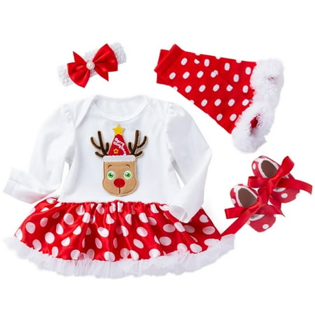QWERTYU Newborn Infant Baby Toddler Clothing Set Christmas One Piece Dress Bodysuit and Shoes Tights Set Long Sleeve Outfits with Headband for Girl 0-2Y
QWERTYU Newborn Infant Baby Toddler Clothing Set Christmas One Piece Dress Bodysuit and Shoes Tights Set Long Sleeve Outfits with Headband for Girl 0-2Y