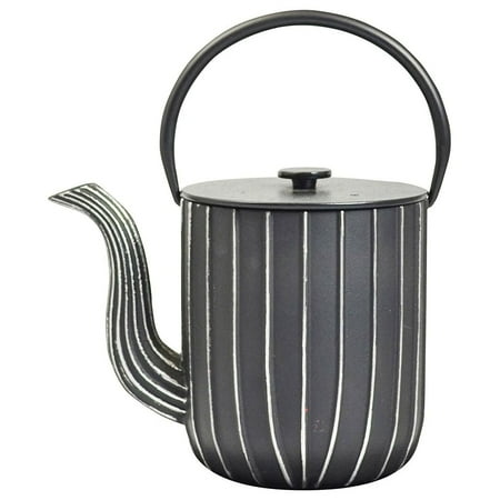 HUPIMA Cast Iron Teapot with Stainless Steel Infuser - Black Silver