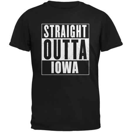Straight Outta Iowa Black Adult T-Shirt