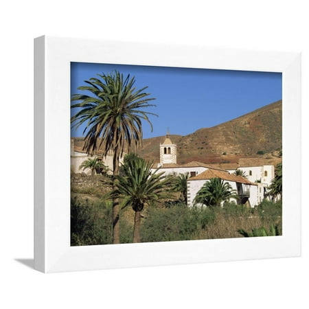 Palm Trees, Houses and Church at Betancuria, on Fuerteventura in the Canary Islands, Spain, Europe Framed Print Wall Art By Lightfoot Jeremy