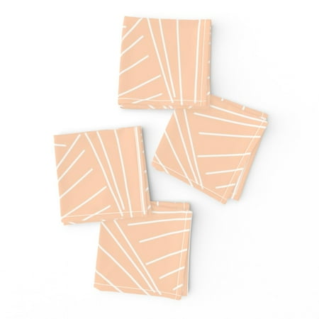 Cocktail Napkins Pastel Orange Light Orange Minimalist Retro 1950S 50S Set of 4
