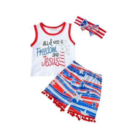 Imcute Baby Girl 4th of July 3pcs Outfit Letter Tank Tops American Flag Tassels Shorts Clothes
Imcute Baby Girl 4th of July 3pcs Outfit Letter Tank Tops American Flag Tassels Shorts Clothes
