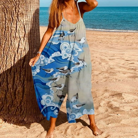 Tawop Women Printing Jumpsuit Pajamas Casual Sling Wide Leg Long Pants Women Coveralls
Tawop Women Printing Jumpsuit Pajamas Casual Sling Wide Leg Long Pants Women Coveralls