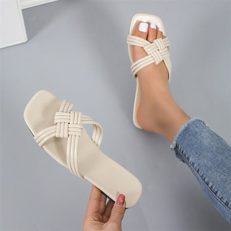 Aayomet Beach Sandals for Women Leather Sandals Flat Casual Fashion Solid Strap Woven Color Ladies Women s sandals Beige 7.5
Aayomet Beach Sandals for Women Leather Sandals Flat Casual Fashion Solid Strap Woven Color Ladies Women s sandals Beige 7.5