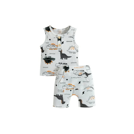 Sunisery 2Pcs Kids Baby Boys Summer Outfits Dinosaur Print Button Front Sleeveless Tank Tops+Shorts Clothes Sets White 6-12 Months
Sunisery 2Pcs Kids Baby Boys Summer Outfits Dinosaur Print Button Front Sleeveless Tank Tops+Shorts Clothes Sets White 6-12 Months