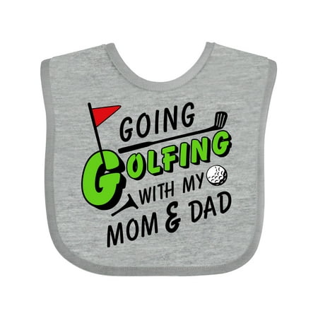 Inktastic Going Golfing with My Mom and Dad- Kids Golf Gift Baby Boy or Baby Girl Bib