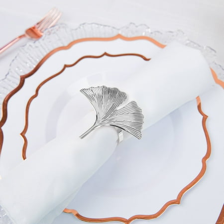 Efavormart 4 Pack | Silver Gingko Leaf Napkin Rings Linen Napkin Holders - Metallic Ornate Design
Efavormart 4 Pack | Silver Gingko Leaf Napkin Rings Linen Napkin Holders - Metallic Ornate Design