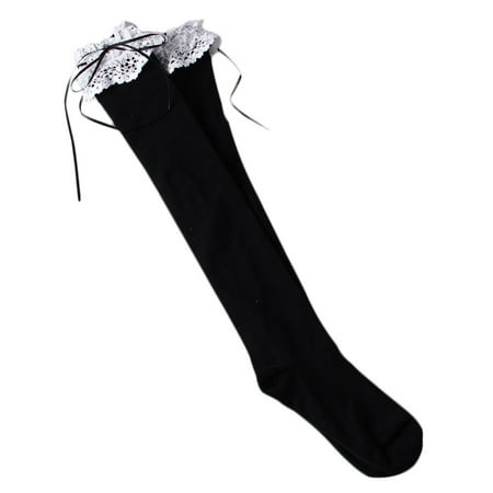 YWDJ Compression Socks for Women Lace High Tube Socks Black