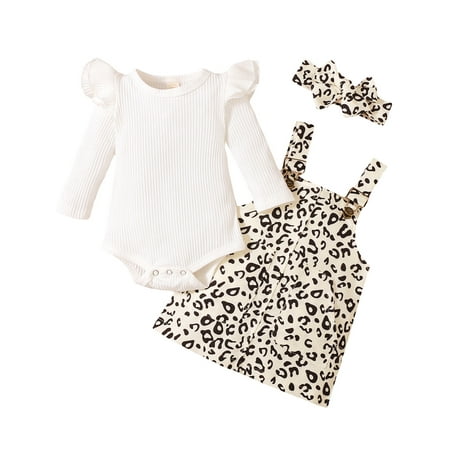 Calsunbaby 3Pcs Kids Baby Girls Outfits Set Ribbed Fly Sleeve Bodysuit Tops Leopard Suspender Skirts Dress White 0-3 Months
Calsunbaby 3Pcs Kids Baby Girls Outfits Set Ribbed Fly Sleeve Bodysuit Tops Leopard Suspender Skirts Dress White 0-3 Months