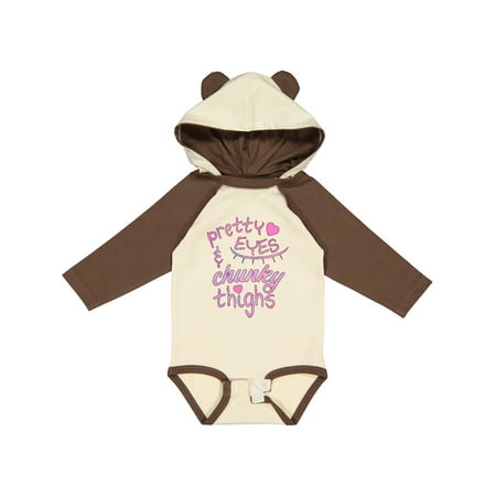 Inktastic Pretty Eyes and Chunky Thighs Gift Baby Boy or Baby Girl Long Sleeve Bodysuit