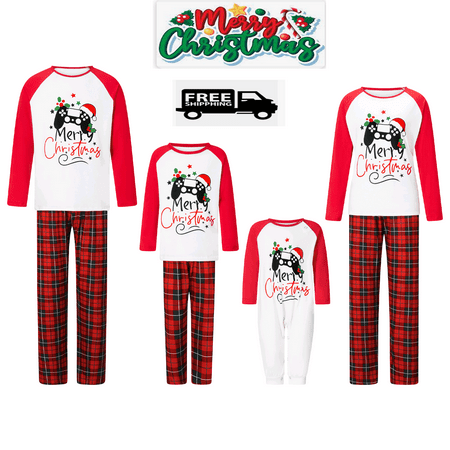 Family Matching Christmas Pajamas Set Gamepad Print Long Sleeve Tops and Bottom
Family Matching Christmas Pajamas Set Gamepad Print Long Sleeve Tops and Bottom