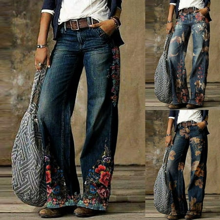 Taluosi Women Retro High Waist Wide Leg Floral Print Long Loose Jeans Pants Trousers
Taluosi Women Retro High Waist Wide Leg Floral Print Long Loose Jeans Pants Trousers