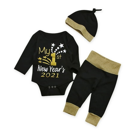 Honeeladyy Newborn Kids Baby Girls Boys New Year Outfits Clothes 3Pcs Romper+Pants+Hat Set Black
Honeeladyy Newborn Kids Baby Girls Boys New Year Outfits Clothes 3Pcs Romper+Pants+Hat Set Black
