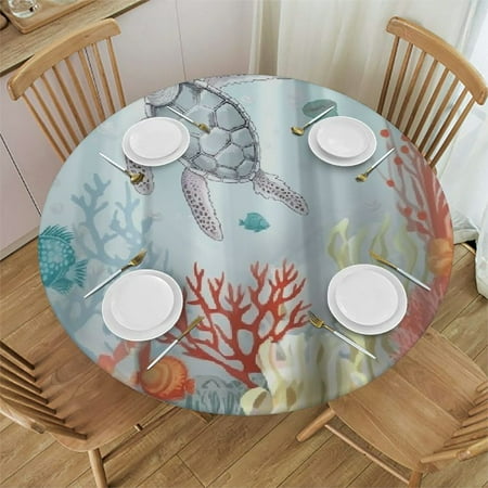 Palnkart Corals Turtle Underwater Round Table Cover Stain Resistant Washable Indoor Outdoor Tablecloth Kitchen Dining Wedding Parties Elastic Edge 100% Polyester Fiber 42-46
Palnkart Corals Turtle Underwater Round Table Cover Stain Resistant Washable Indoor Outdoor Tablecloth Kitchen Dining Wedding Parties Elastic Edge 100% Polyester Fiber 42-46