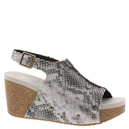 Volatile Womens Division Ankle Strap Faux Leather Wedge Sandal (8 Black Multi)