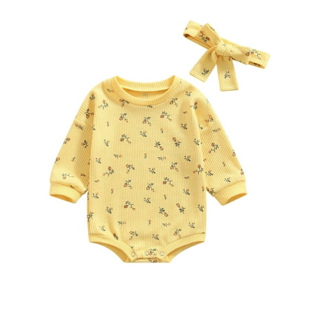 Sunisery 2Pcs Newborn Baby Girls Fall Clothes Outfits Floral Long Sleeve Crew Neck Romper Bow Headband Yellow 6-12 Months
Sunisery 2Pcs Newborn Baby Girls Fall Clothes Outfits Floral Long Sleeve Crew Neck Romper Bow Headband Yellow 6-12 Months