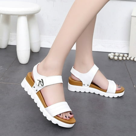 Fjofpr Shoes Summer Sandals Women Aged Flat Fashion Sandals Comfortable Ladies Shoes WH/39 Hot