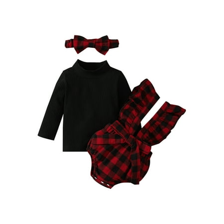 Calsunbaby Christmas Infant Baby Girls 3Pcs Clothes Sets Ribbed Knitwear + Plaid Suspender Jumpsuit + Headband Black 3-6 Months
Calsunbaby Christmas Infant Baby Girls 3Pcs Clothes Sets Ribbed Knitwear + Plaid Suspender Jumpsuit + Headband Black 3-6 Months