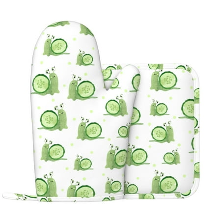 Snails cucumber slices Oven Mitts and Pot Holders Sets with 1 Non-Slip Left Silicone Oven Mitts and 1 Heatproof Insulated Hot Pads for Kitchen Use in Cooking Baking Grilling
Snails cucumber slices Oven Mitts and Pot Holders Sets with 1 Non-Slip Left Silicone Oven Mitts and 1 Heatproof Insulated Hot Pads for Kitchen Use in Cooking Baking Grilling