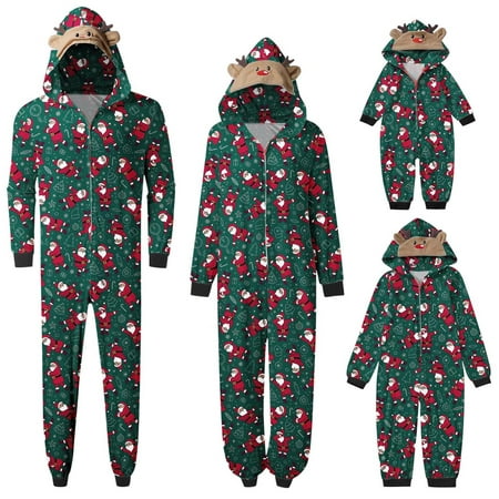 

Christmas Family Pajamas Matching Sets Mommy Sleepwear For Christmas Family Matching Pajamas Cute Big Headed Deer Print Pjs Plaid Long Sleeve Jumpsuit Soft Casusal Holiday Romper