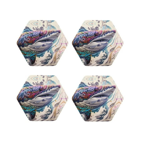 Leather Coasters with Heat-resistant for Drinks Psychedelic Shark Artwork -标题2 Hexagon
Leather Coasters with Heat-resistant for Drinks Psychedelic Shark Artwork -标题2 Hexagon
