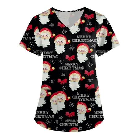 Christmas Scrubs Tops for Women Casual Shirt For Merry Christmas Printed Short Sleeve V Neck Holiday Fun Patterned Working Tshirts Blouse Tops With Pockets
Christmas Scrubs Tops for Women Casual Shirt For Merry Christmas Printed Short Sleeve V Neck Holiday Fun Patterned Working Tshirts Blouse Tops With Pockets