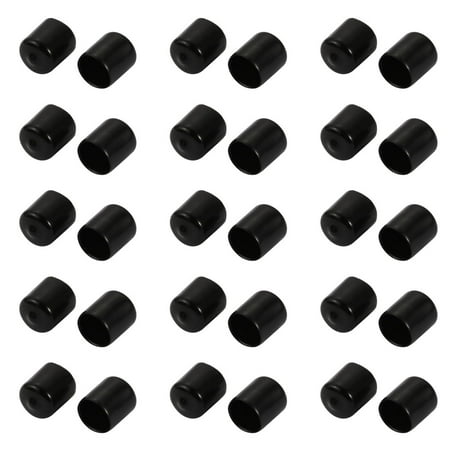30Pcs 16mm Inner Dia PVC Flexible Vinyl End Cap Screw Thread Protector Black