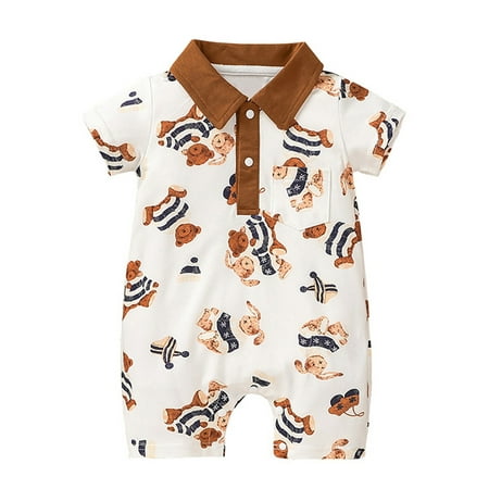 Sunisery Newborn Infant Baby Boys Girls Romper Short Sleeve Cartoon Bear Printed Lapel Bodysuit Clothes White 6-9 Months
Sunisery Newborn Infant Baby Boys Girls Romper Short Sleeve Cartoon Bear Printed Lapel Bodysuit Clothes White 6-9 Months